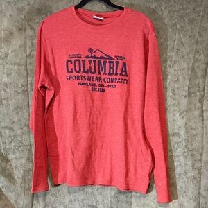 Columbia Red Cozy Warm Long Sleeve Tee with Navy Graphic